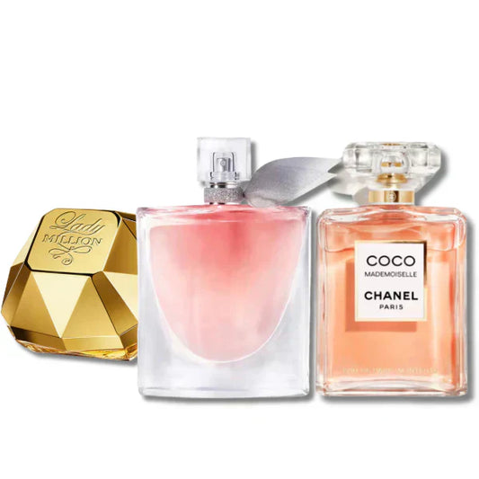 3 Parfums Lady Million (Eau de Parfum) Rabanne, Lancôme LA VIE EST BELLE (Eau de Parfum) and CHANEL COCO MADEMOISELLE EAU DE PARFUM 100ml 3.4oz